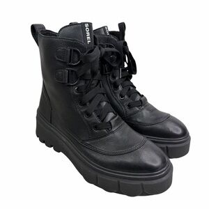 Sorel Caribou X Waterproof Leather Lace-Up Snow Boot Black Ankle Hiking Sz 10.5
